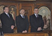 Podczas Mszy św.: burmistrz Andrzej Wyczawski, sekretarz miasta Jan Biłas, zastępca burmistrz Bogdan Wołoszyn
