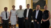 Delegacja z Jarosławia wraz z Robertem Kovácsem Burmistrzem X. dzielnicy Budapesztu –Kőbanya, Gaborem Radványi Zastępcą Burmistrza, oraz z burmistrzem miasta z Rumuni i sekretarką burmistrza Kőbanyi.