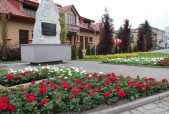Z okazji Święta Konstytucji 3 Maja pierwiosnki przed pomnikiem na ul. 3-go Maja zastąpiły biało-czerwone pelargonie. Dzisiaj zakończy się ich nasadzenie. | Fot.  M. Młynarska (4)