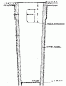 Przekrój pionowy studni. Szkic roboczy wyk. w 1966 r. przez Naukowy Nadzór Autorski z AGH Kraków